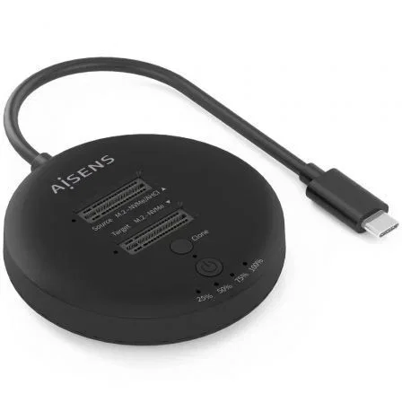 Aisens Estación de Docking Doble Bahía NVMe USB 3.2 Gen2x2 ASDS-2M2N05-BK Negro